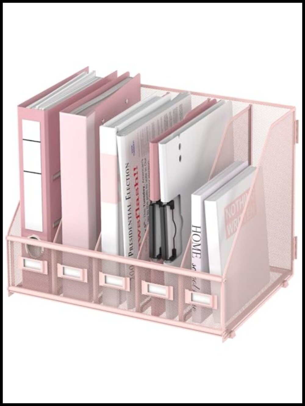 Metal Desk Organizer File Holder 5 Vertical Compartments for Office Home